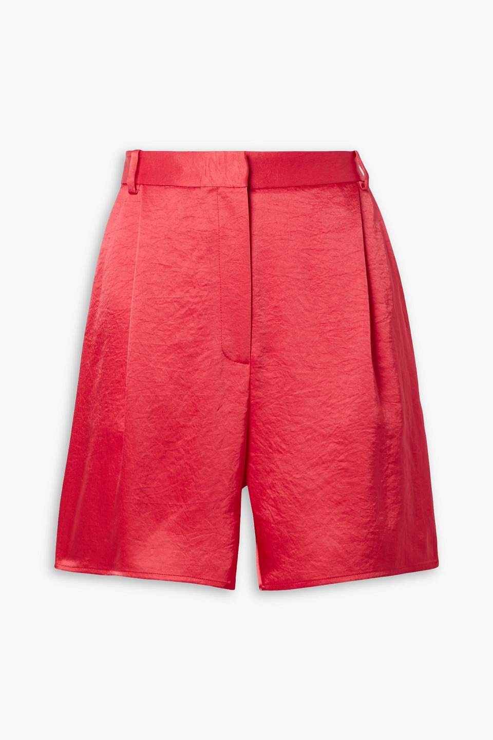 Lapointe Pleated Crinkled-satin Shorts In Papaya