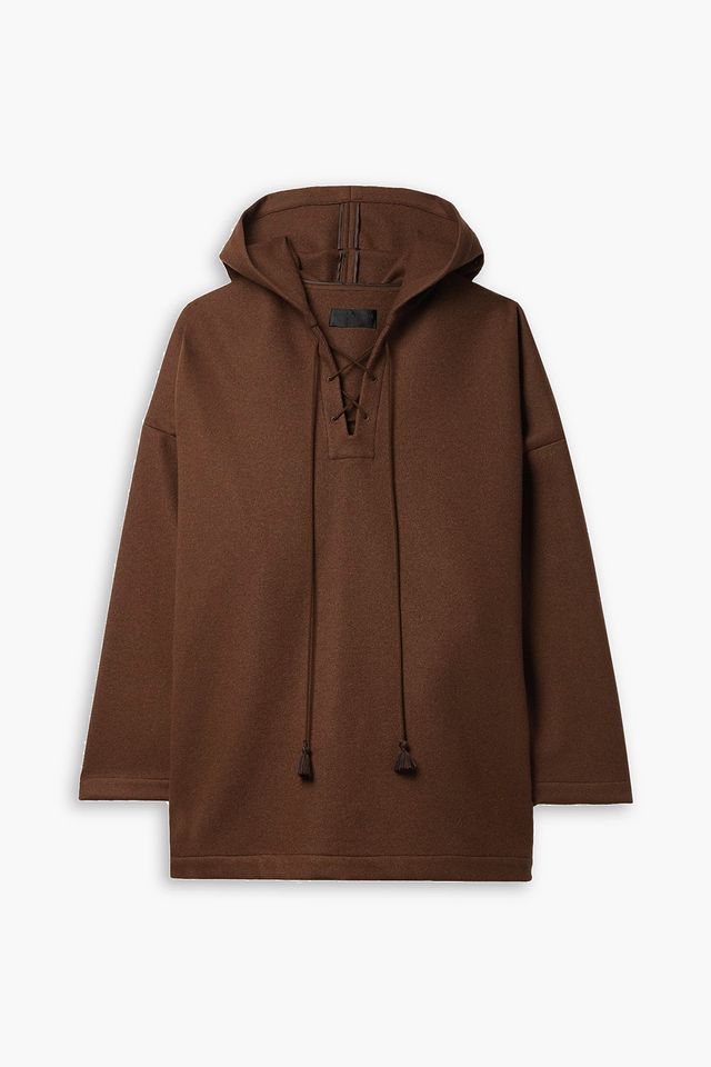 Samara oversized hooded wool-blend poncho