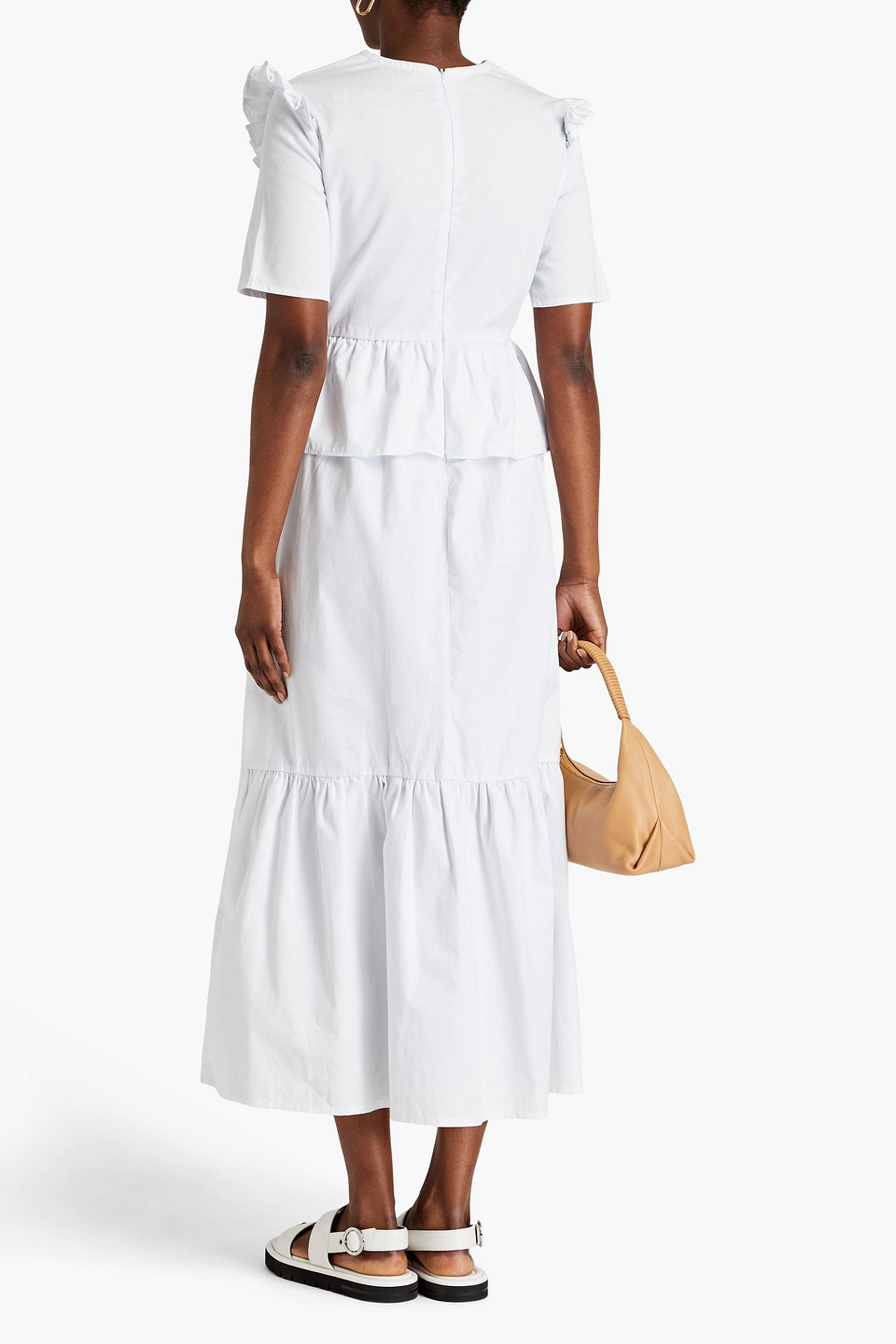 ACHEVAL PAMPA VICTORIA TIERED RUFFLED STRETCH-COTTON TWILL MAXI DRESS