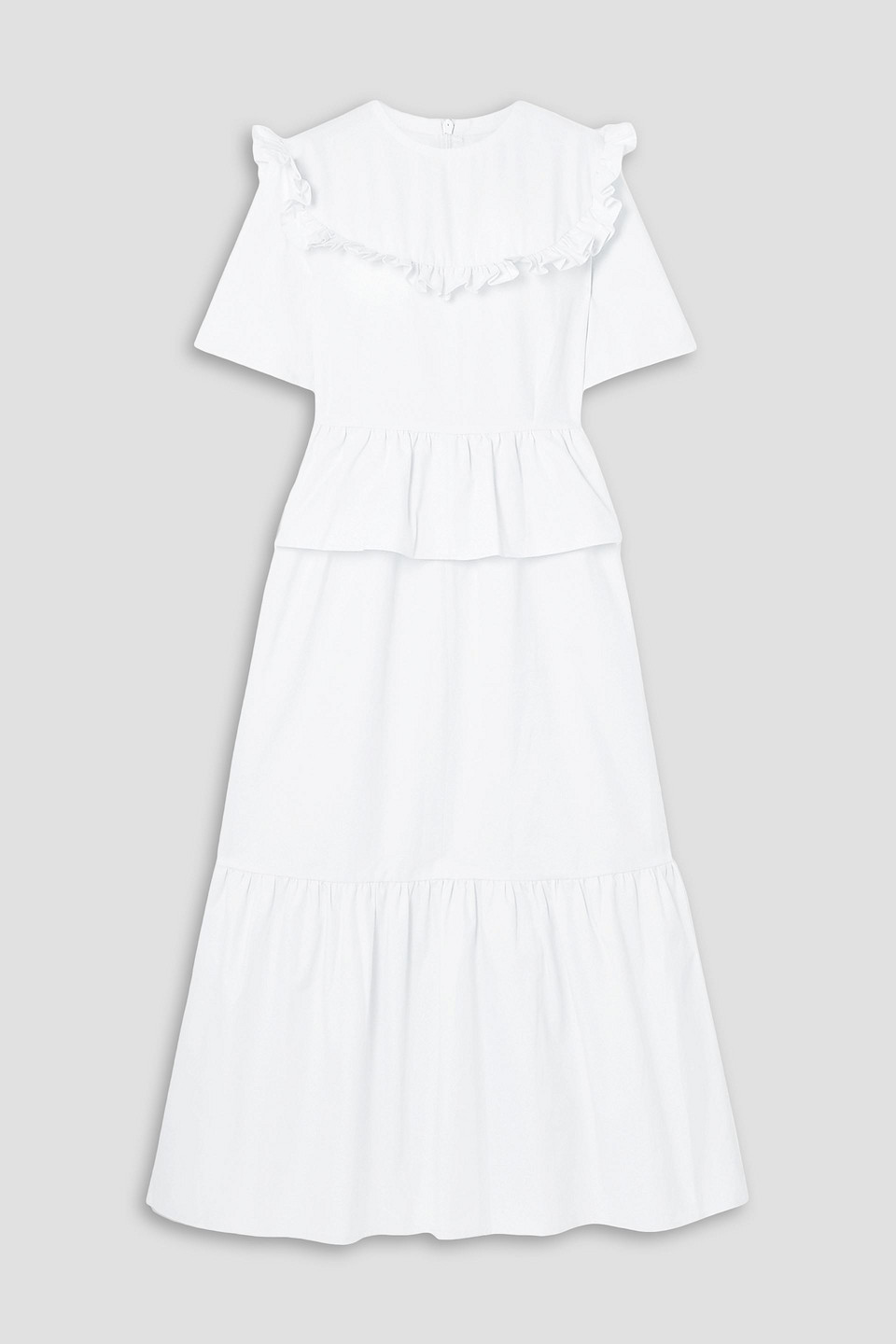 Acheval Pampa Victoria Tiered Ruffled Stretch-cotton Twill Maxi Dress In White