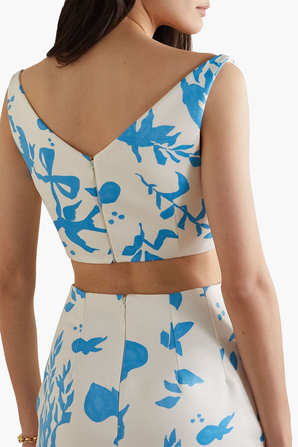 EMILIA WICKSTEAD Solange cropped printed faille top