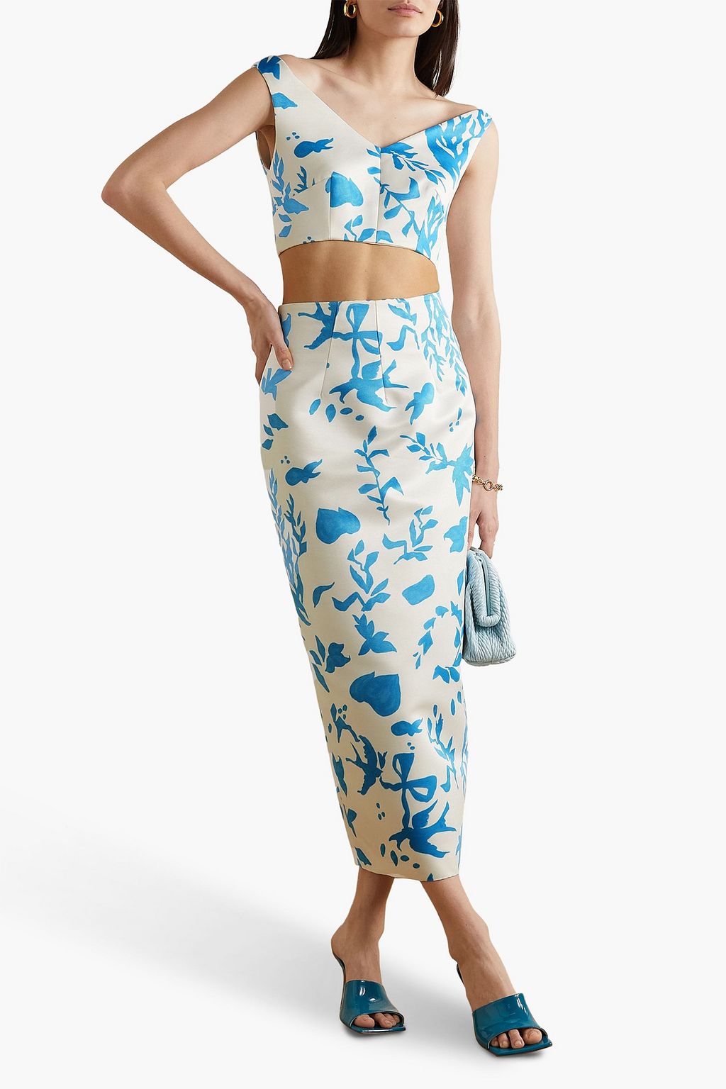 EMILIA WICKSTEAD Solange cropped printed faille top