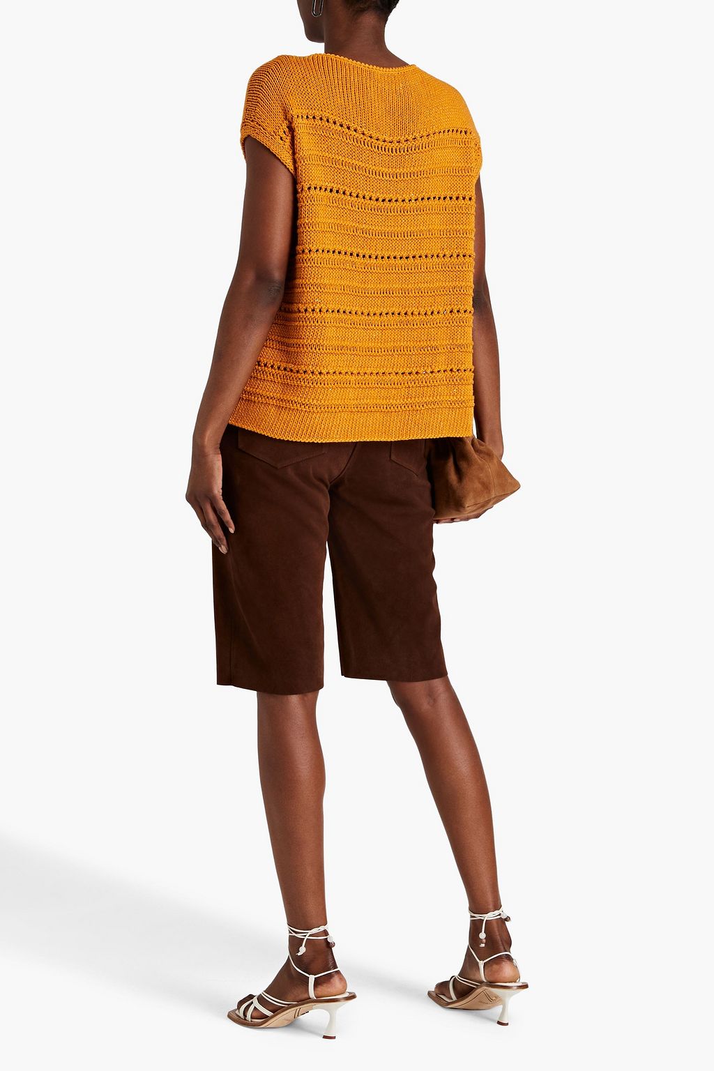 LAFAYETTE 148 Crochet-knit cotton-blend sweater