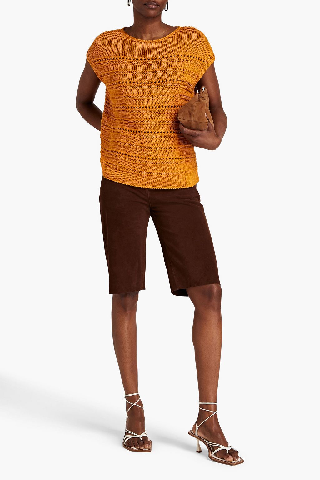 LAFAYETTE 148 Crochet-knit cotton-blend sweater