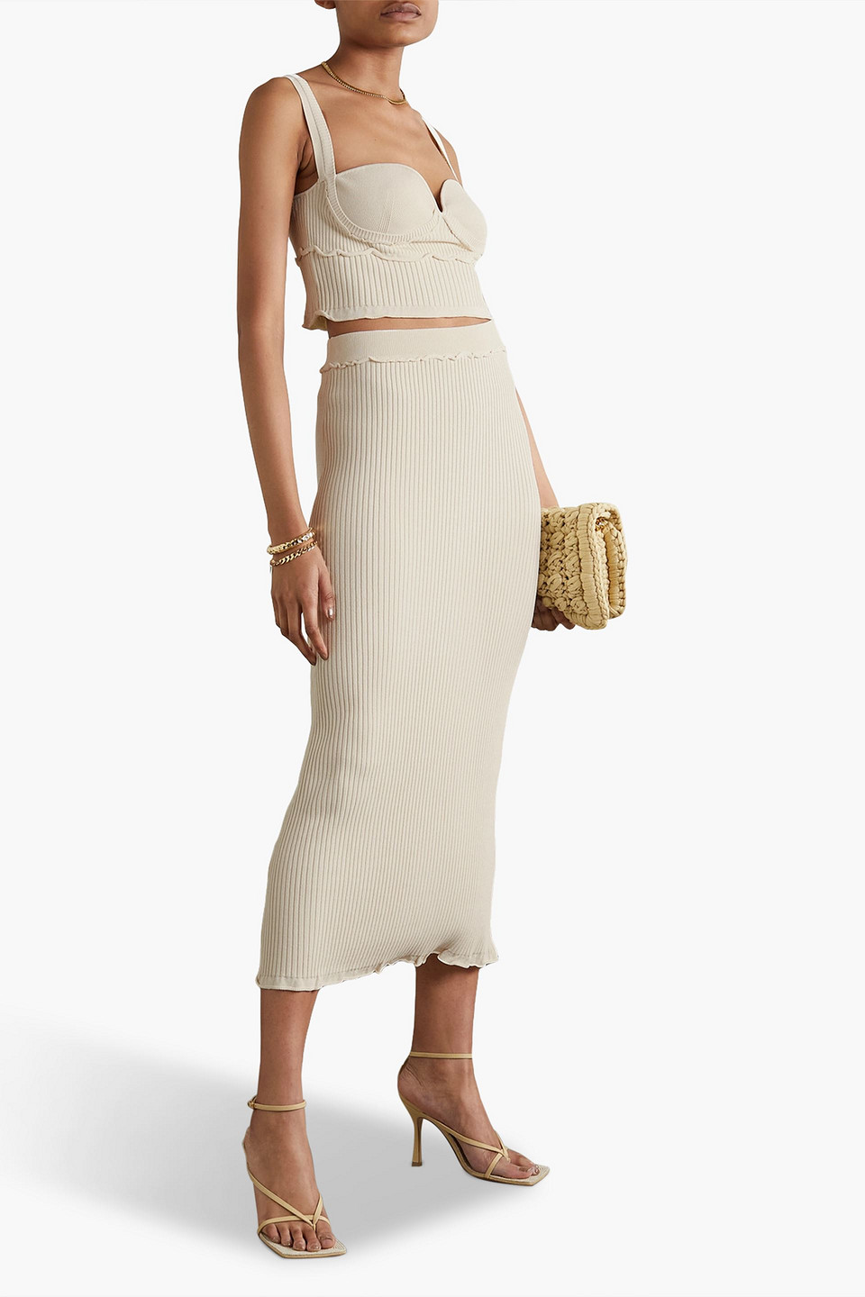  Altuzarra - Piper Cropped Oberteil Aus Rippstrick - Weiß - Xl 