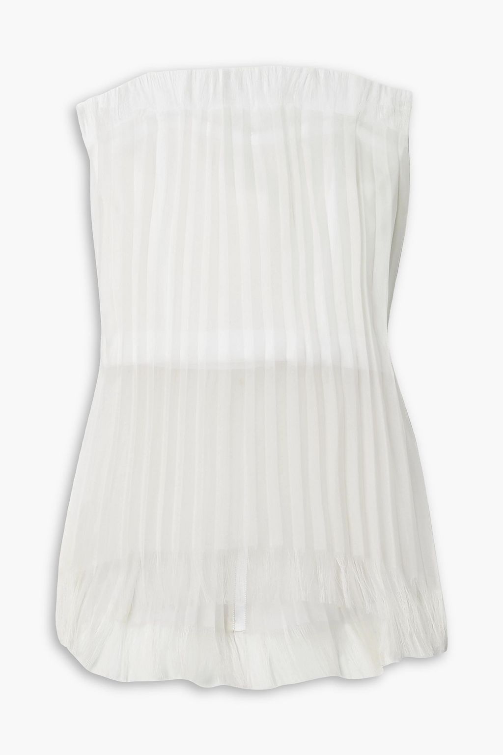 INTERIOR Briony strapless pleated layered silk organza and mesh top THE OUTNET