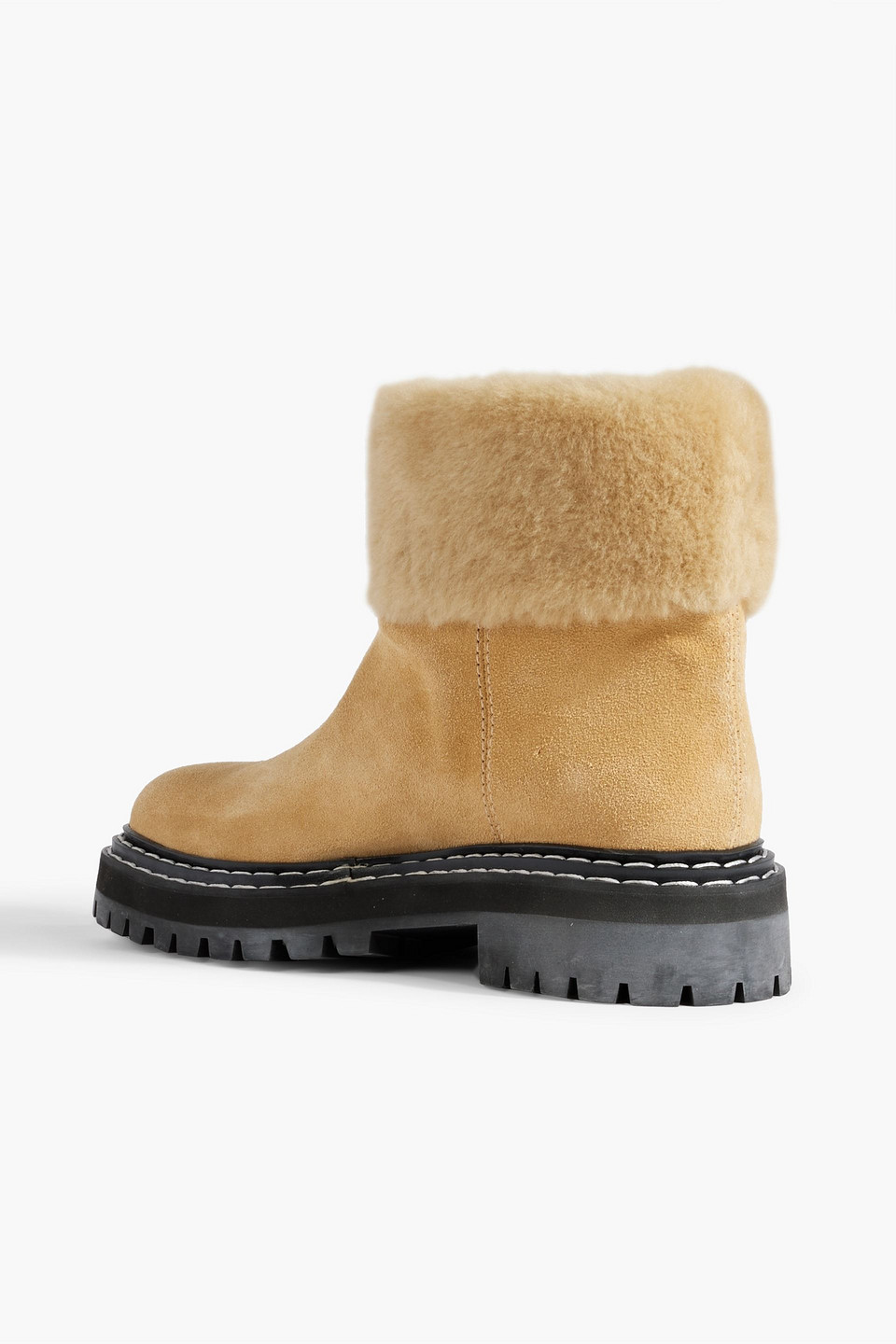  Proenza Schouler - Ankle Boots Aus Veloursleder Mit Shearling-futter - Neutral - Eu 36 