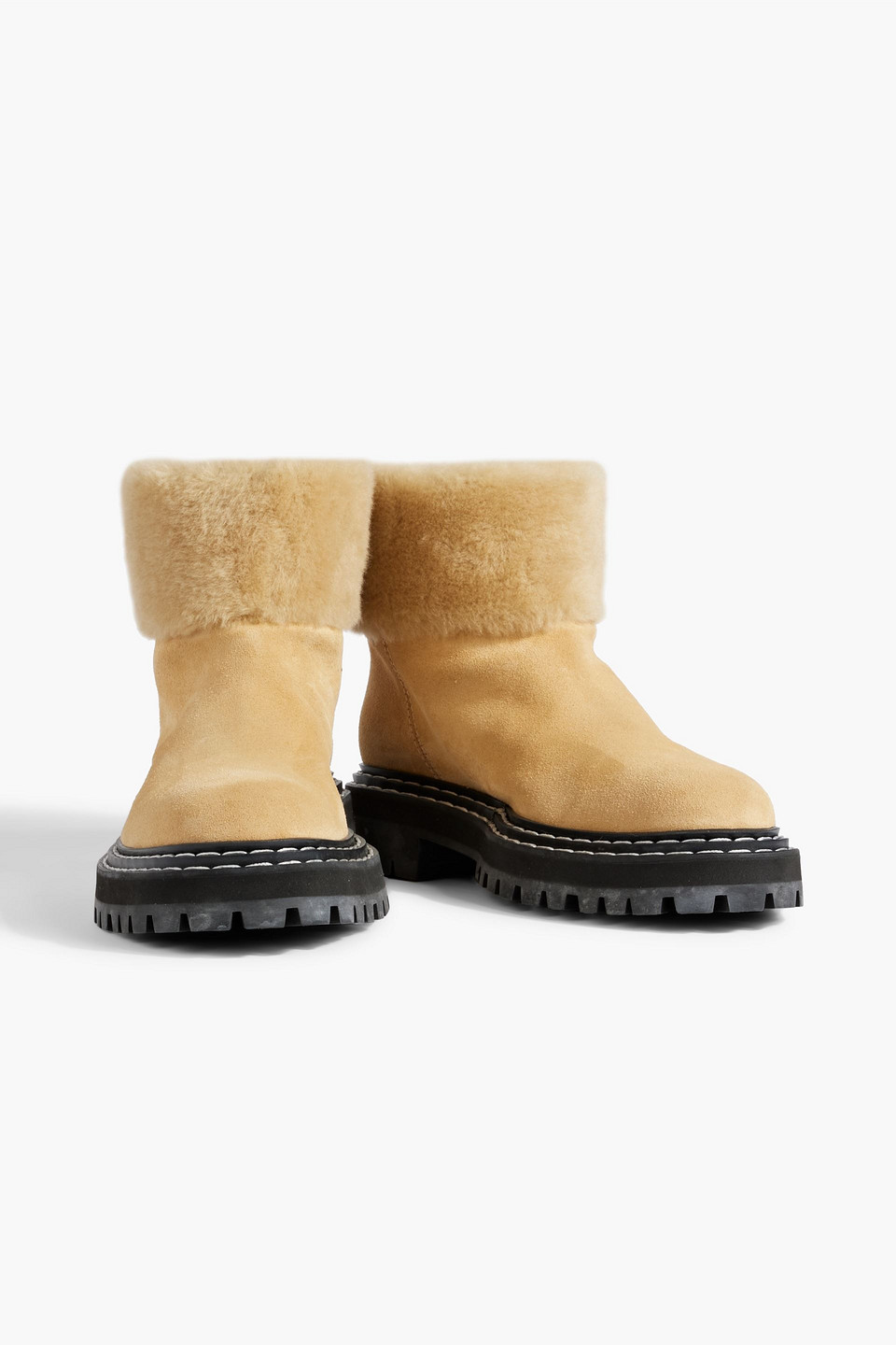  Proenza Schouler - Ankle Boots Aus Veloursleder Mit Shearling-futter - Neutral - Eu 36 
