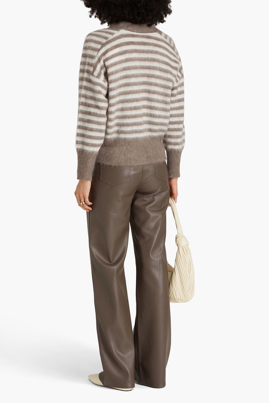 BRUNELLO CUCINELLI 비즈 장식 스트라이프 니트 카디건