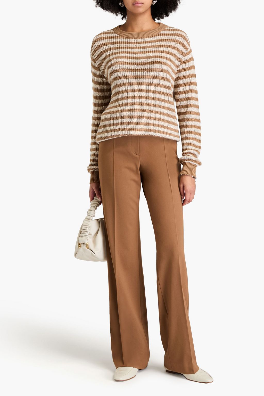 BRUNELLO CUCINELLI كنزة رياضية من القطن بتصميم مضلّع ومخطط