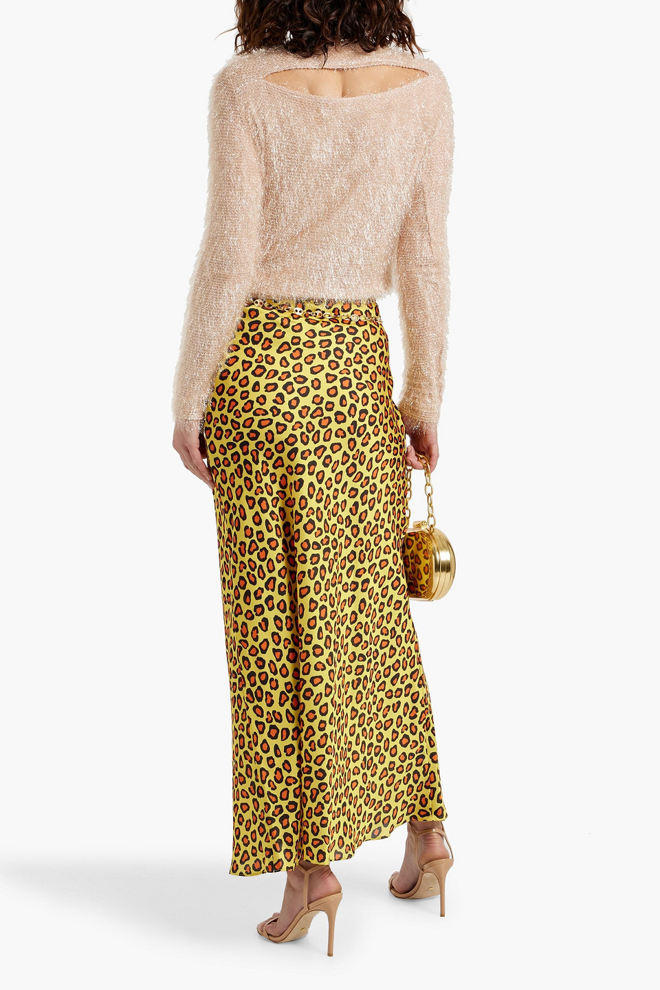 Shop Rabanne Cutout Tinsel Sweater In Blush