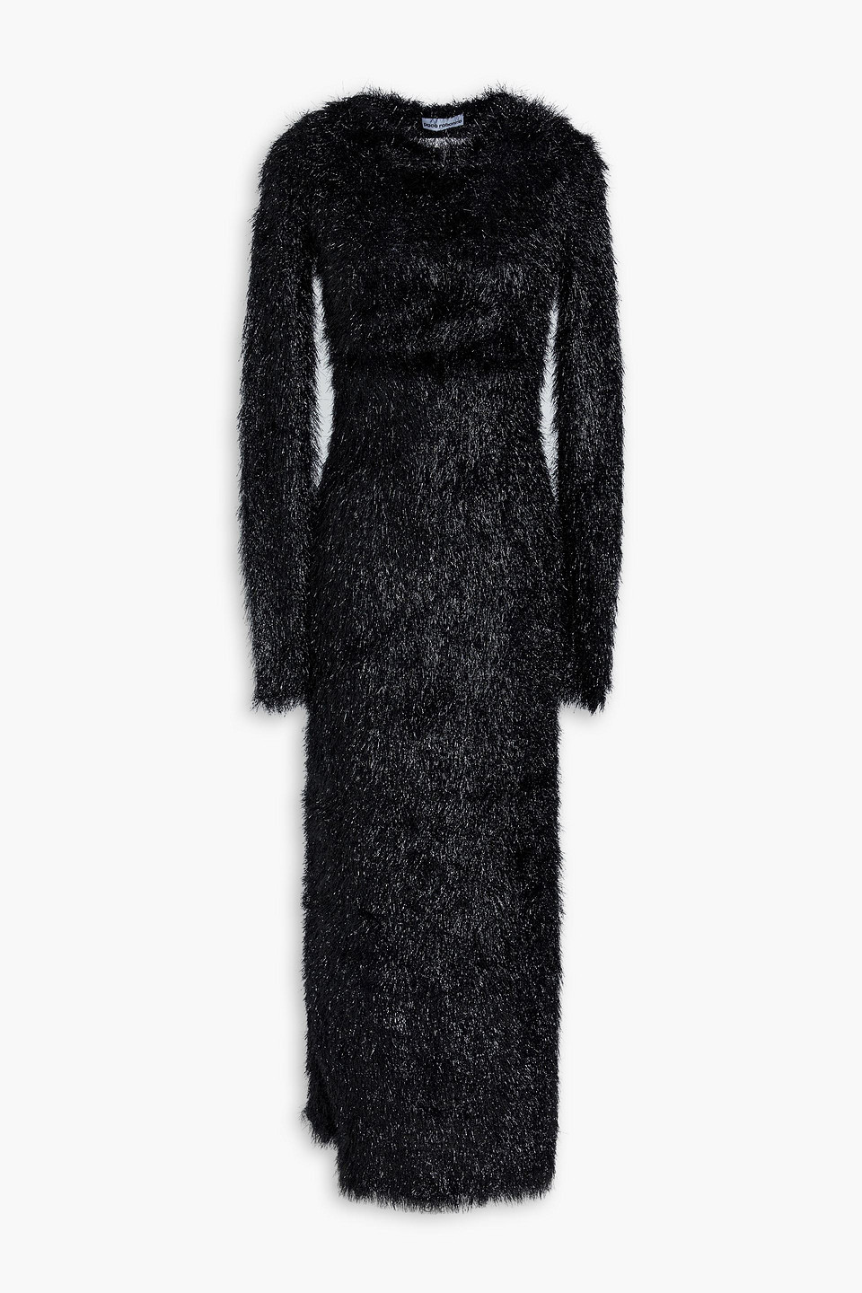 Rabanne Cutout Tinsel Knitted Midi Dress In Black