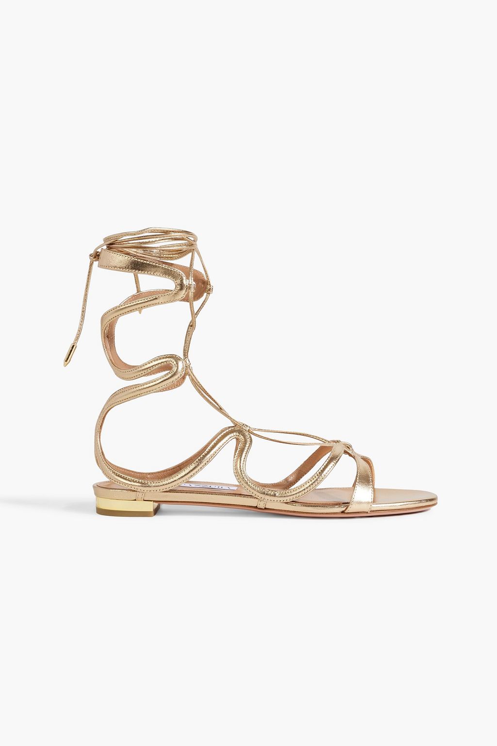 AQUAZZURA Pompei lace-up metallic leather sandals | THE OUTNET