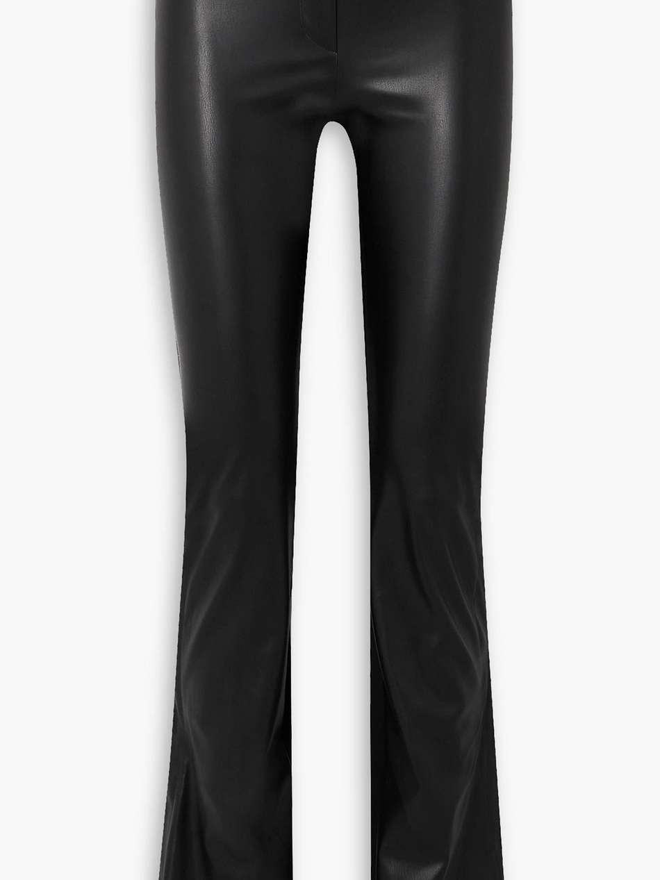 paneled faux leather and jersey flared pants