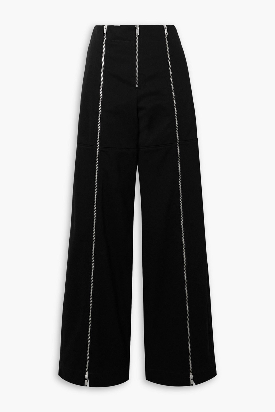 Zip-detailed cotton-gabardine wide-leg pants