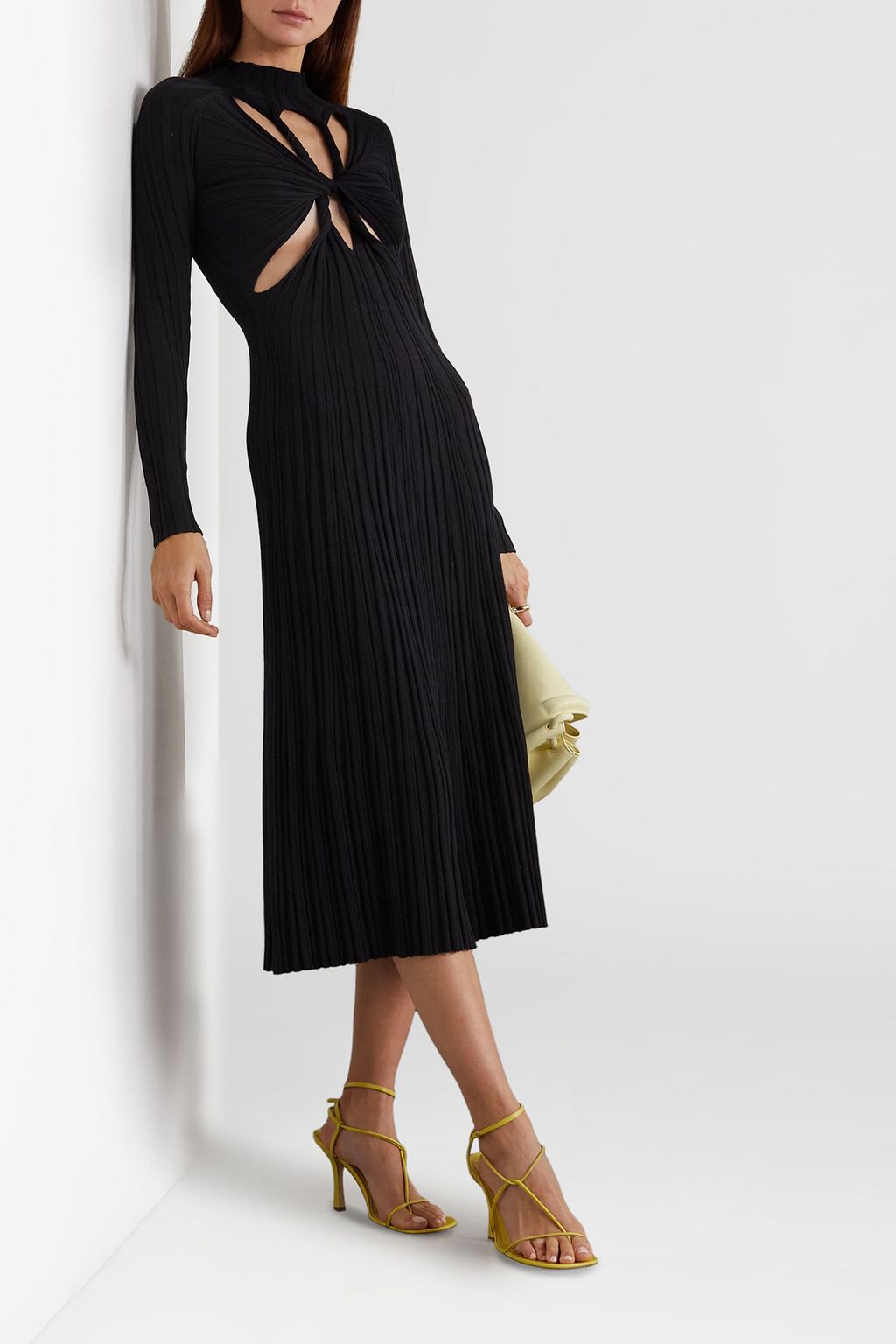 DION LEE リブ編みコットン混 ミディワンピース リバーシブル カットアウト