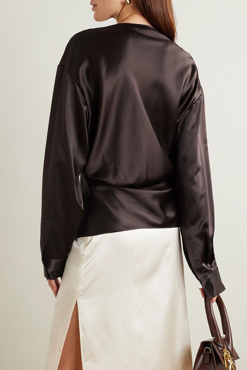 CHRISTOPHER ESBER Triquetra tie-detailed cutout silk-satin top