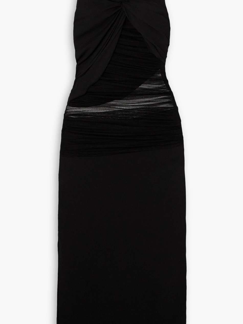 semblance twist-front silk-tulle and stretch-jersey maxi dress