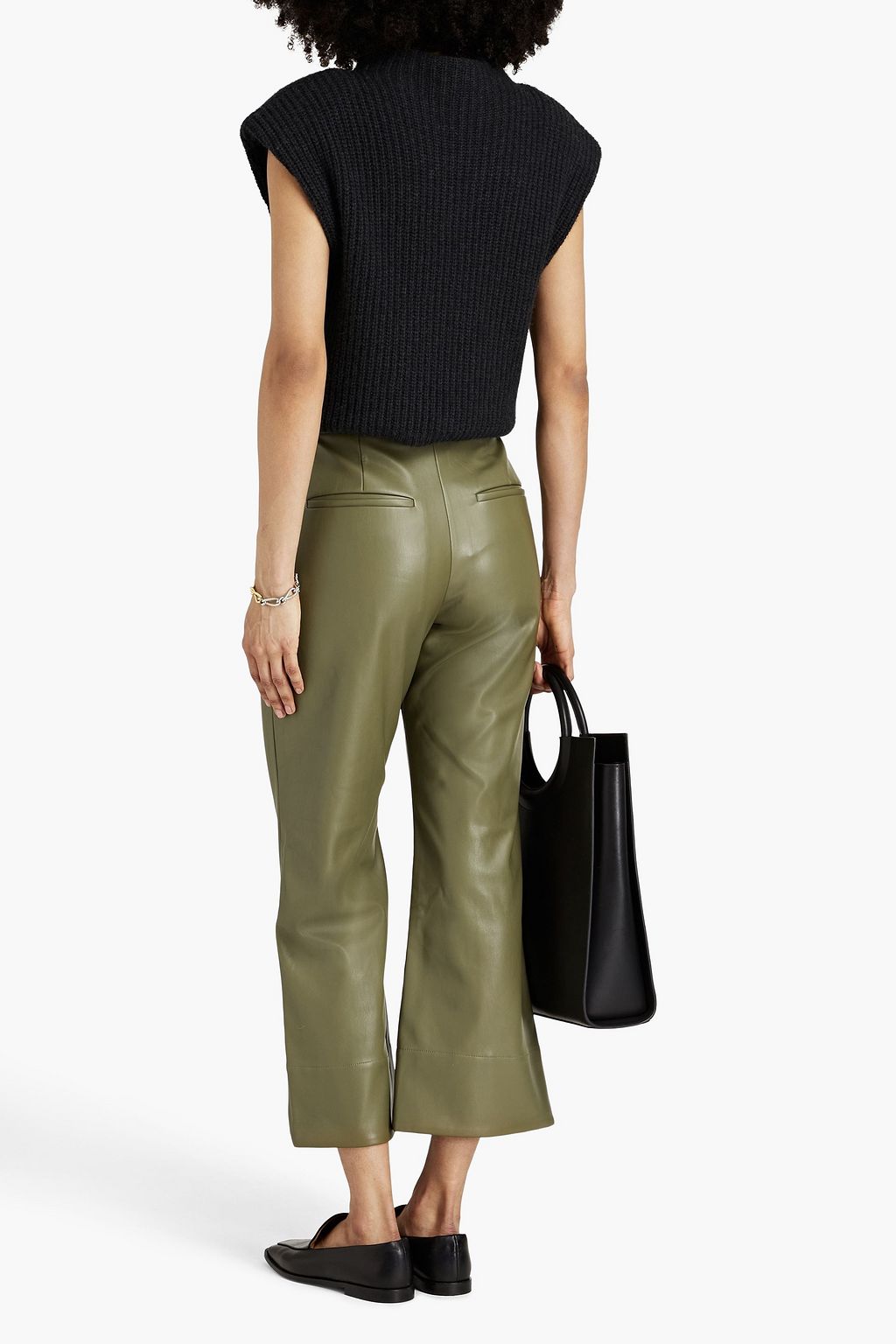 DEVEAUX Eli faux leather straight-leg pants