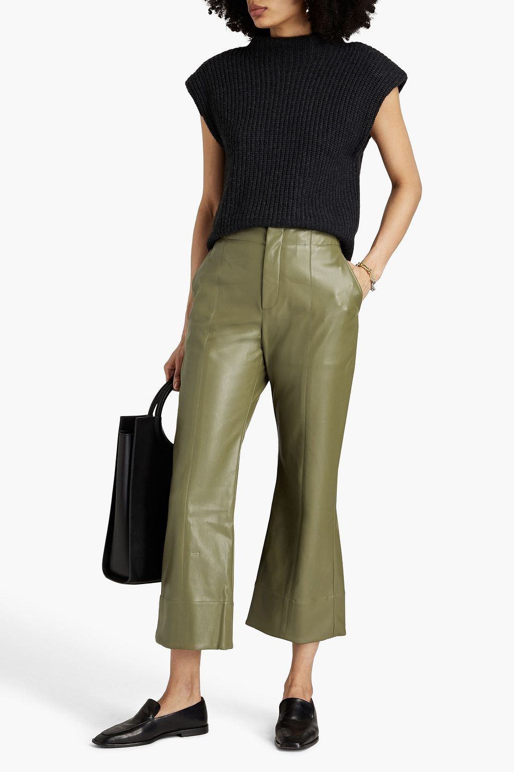 DEVEAUX Eli faux leather straight-leg pants