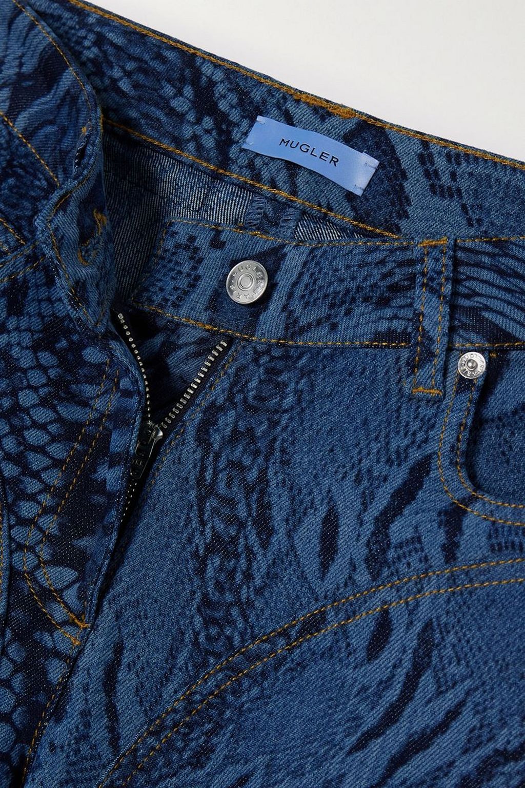MUGLER Printed mid-rise flared jeans