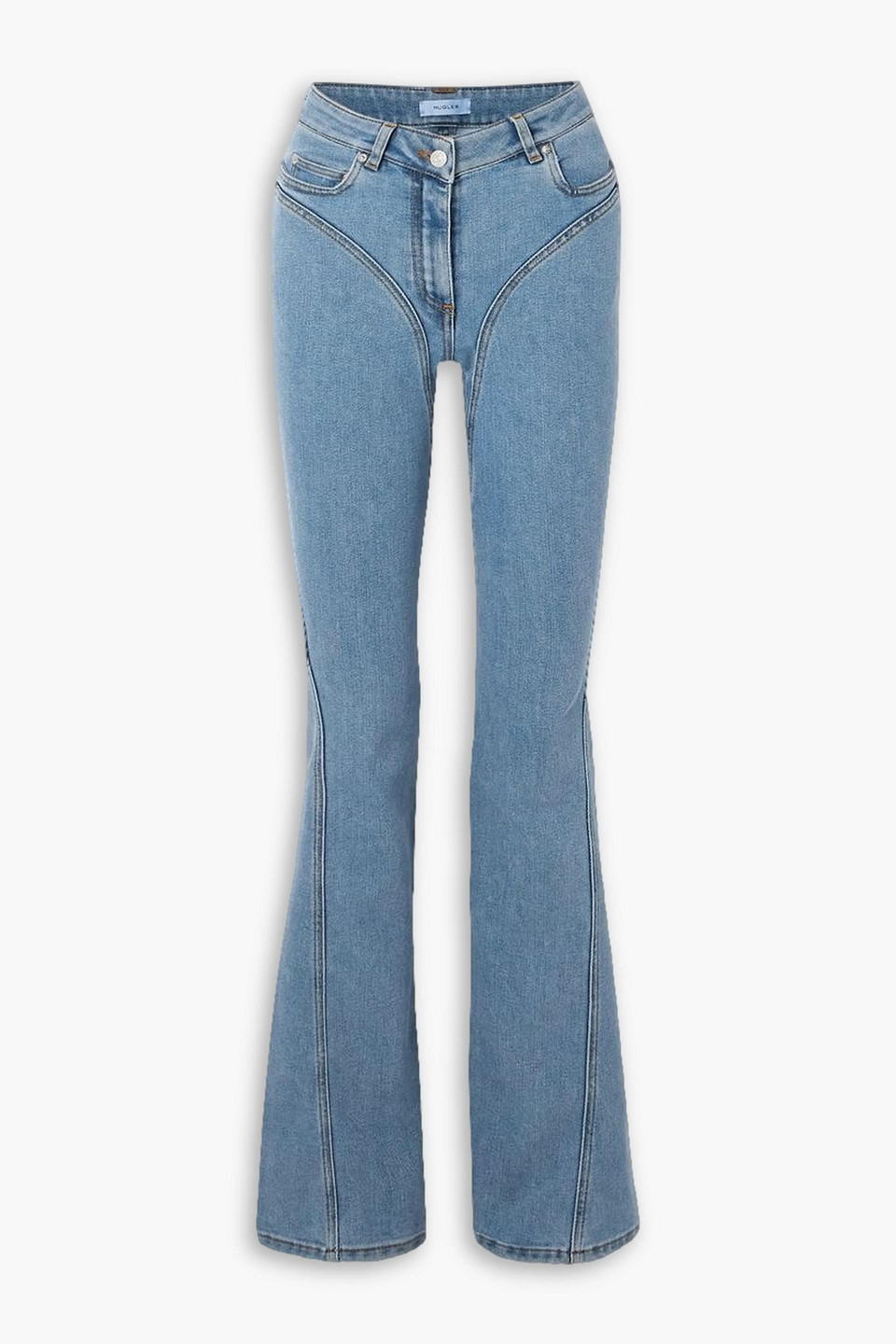 Mugler Mid-rise Flared Jeans In Light Denim