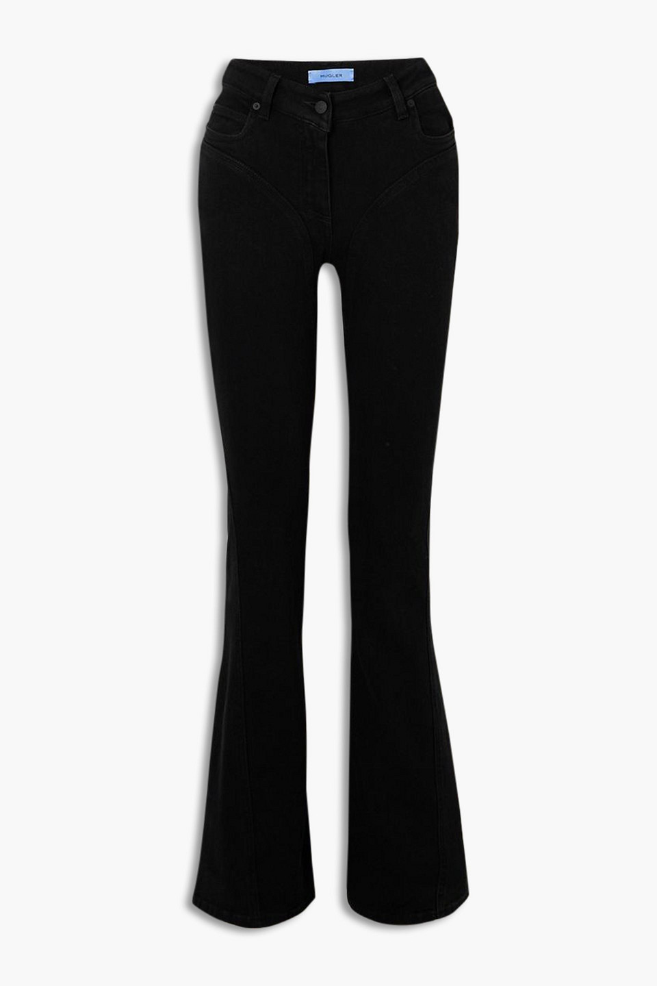 Mugler Abstract-print Flared Jeans In Black