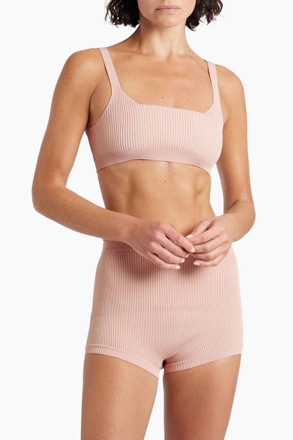 REDVALENTINO Ribbed-knit top and shorts set
