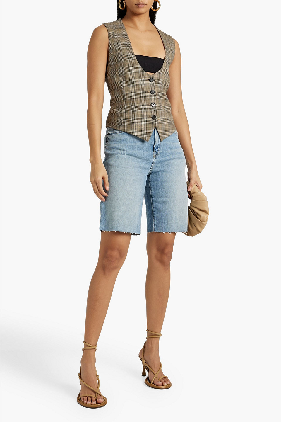 NILI LOTAN BOYFRIEND FRAYED DENIM SHORTS 3074457345636329132