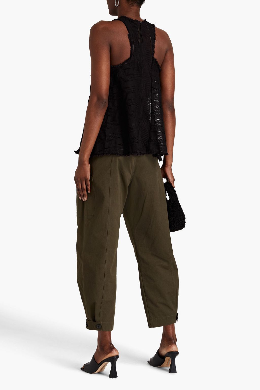 RUE MARISCAL Frayed crocheted cotton tank