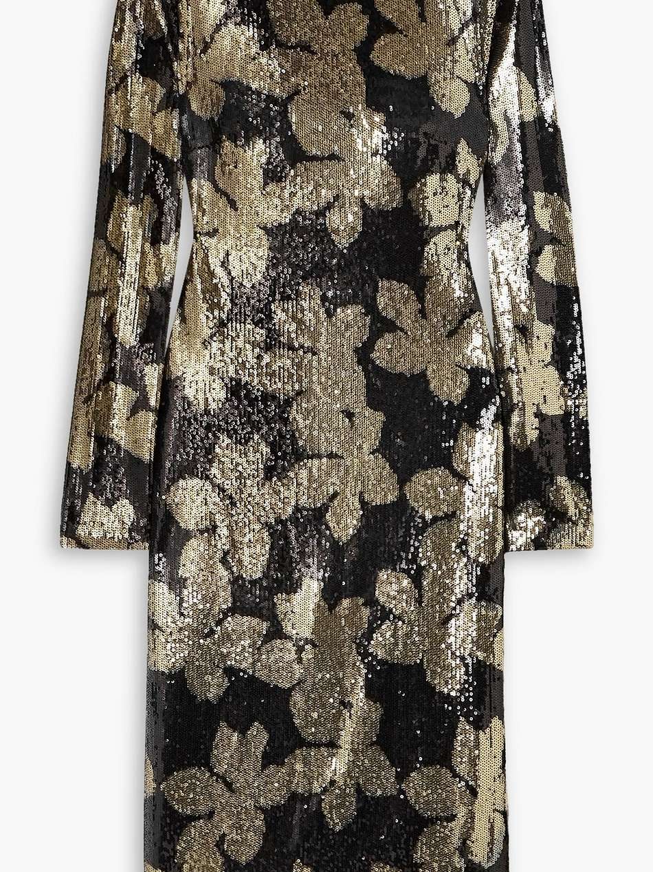 lepore cutout sequined chiffon midi dress