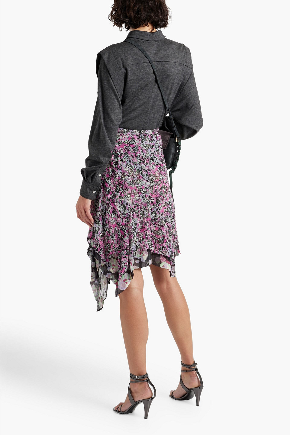 Isabel Marant Galki Mélange Wool-jersey Shirt In Anthrazit