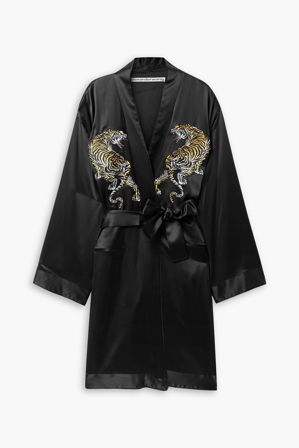 ALEXANDER WANG APPLIQUÉD SILK-SATIN DRESS,3074457345636241157