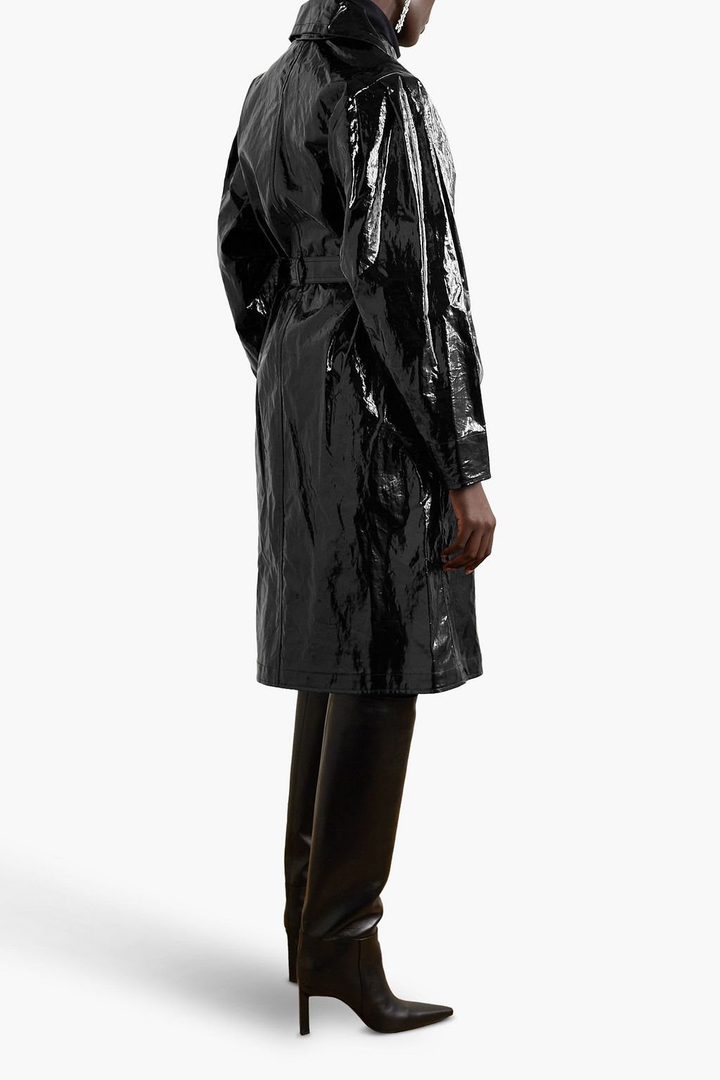 ISABEL MARANT Epanima belted glossed linen-blend trench coat