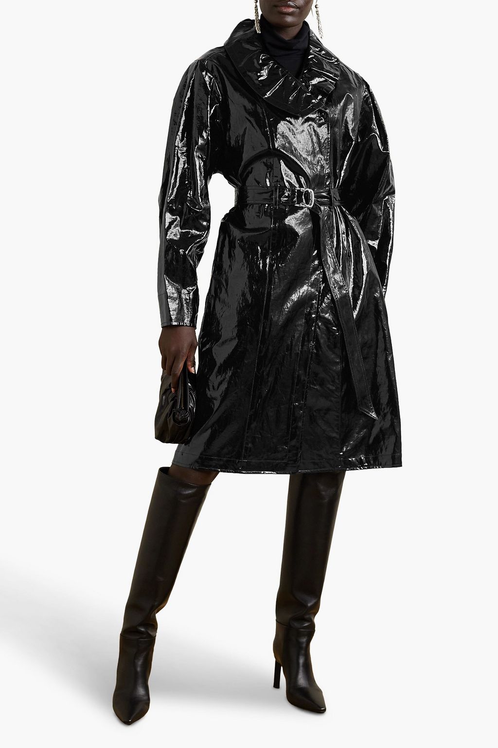 ISABEL MARANT Epanima belted glossed linen-blend trench coat