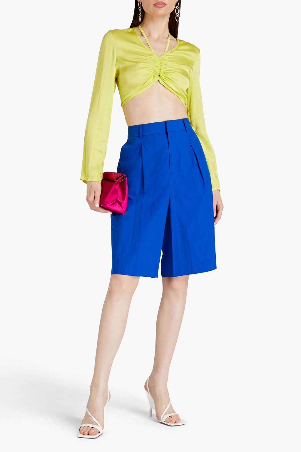 JASON WU Pleated crinkled-cotton shorts