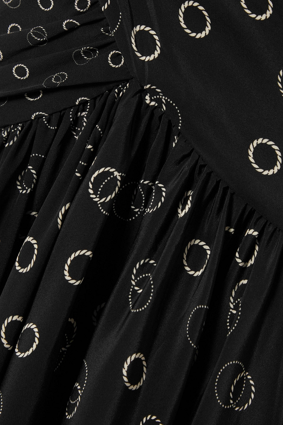 ISABEL MARANT CALLIOPE STRAPLESS RUCHED PRINTED SILK MIDI DRESS