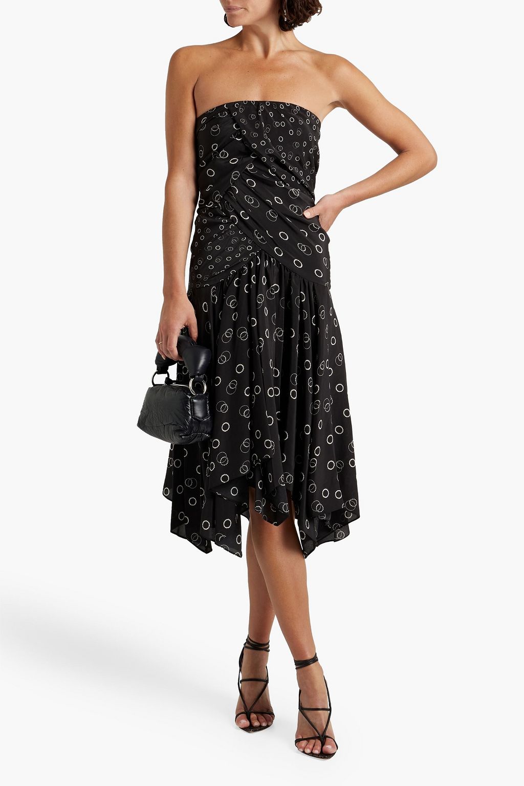 ISABEL MARANT Calliope strapless ruched printed silk midi dress