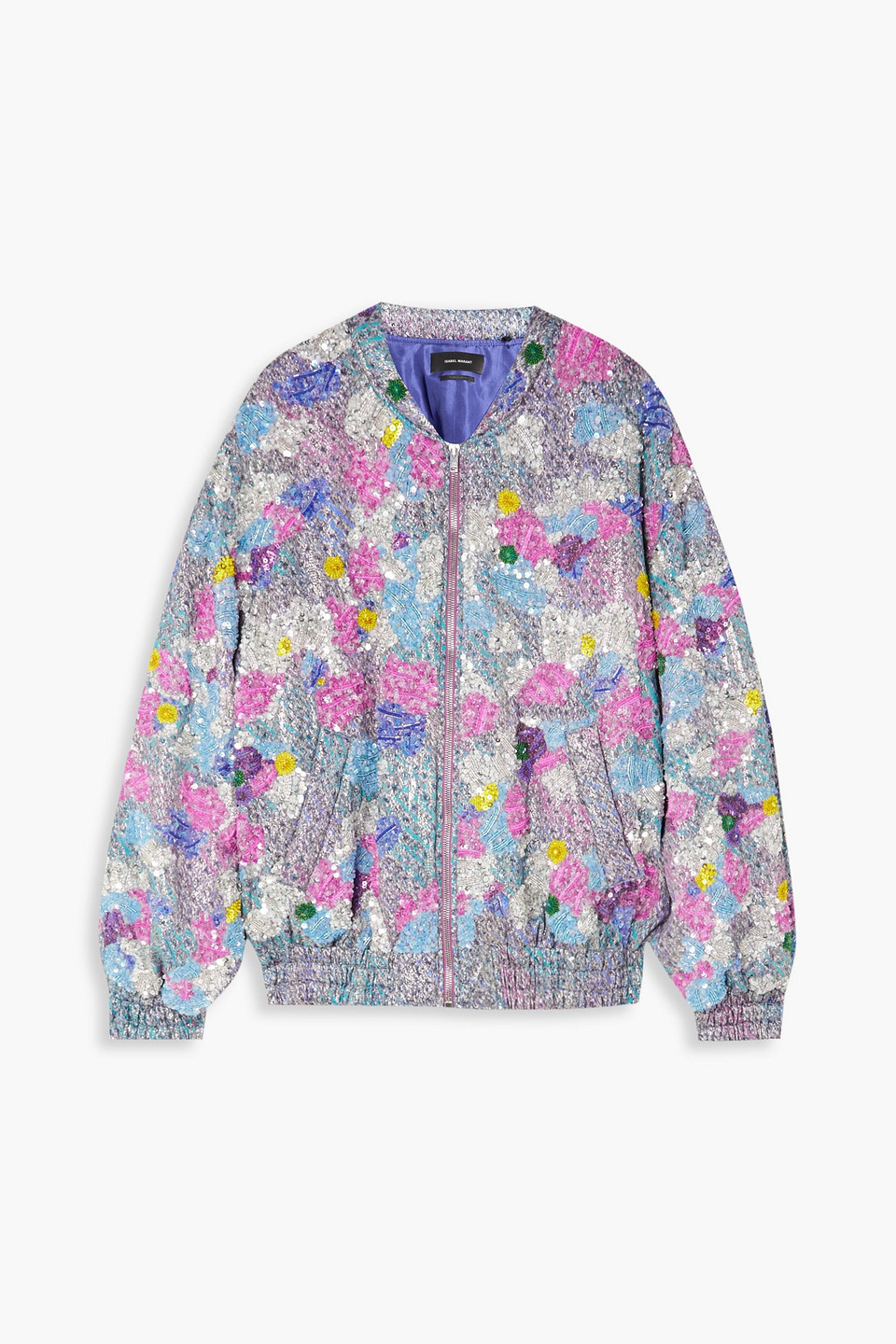 Isabel Marant Adeline Embellished Padded Silk-blend Bomber Jacket