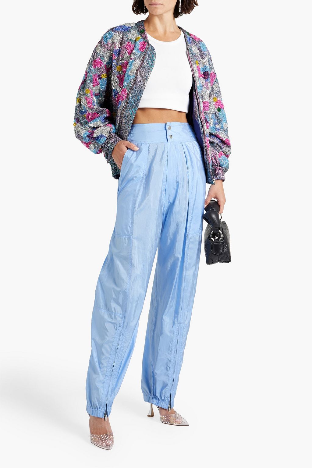 ISABEL MARANT Adeline embellished padded silk-blend bomber jacket