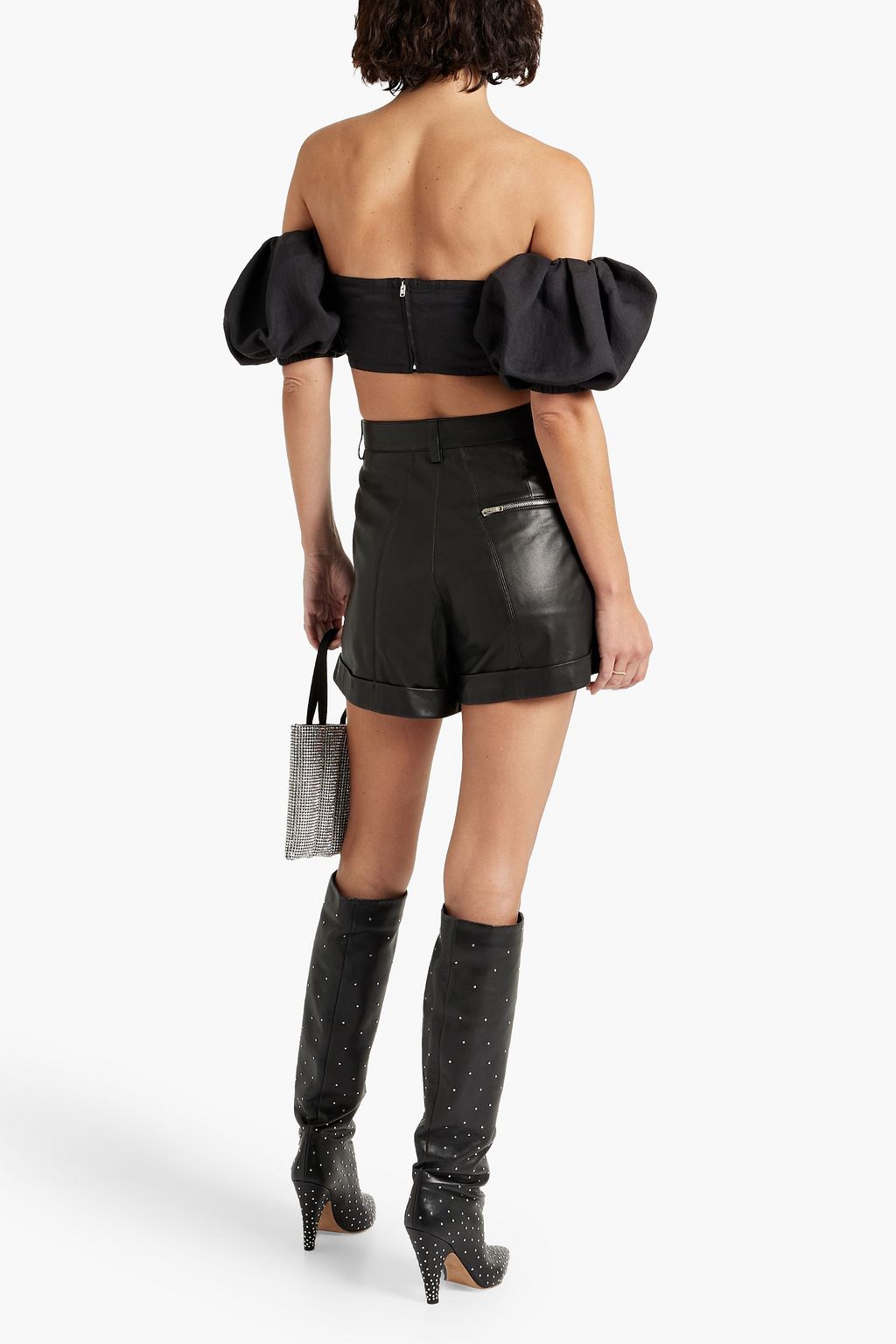 ISABEL MARANT Jenita convertible cropped off-the-shoulder ramie top