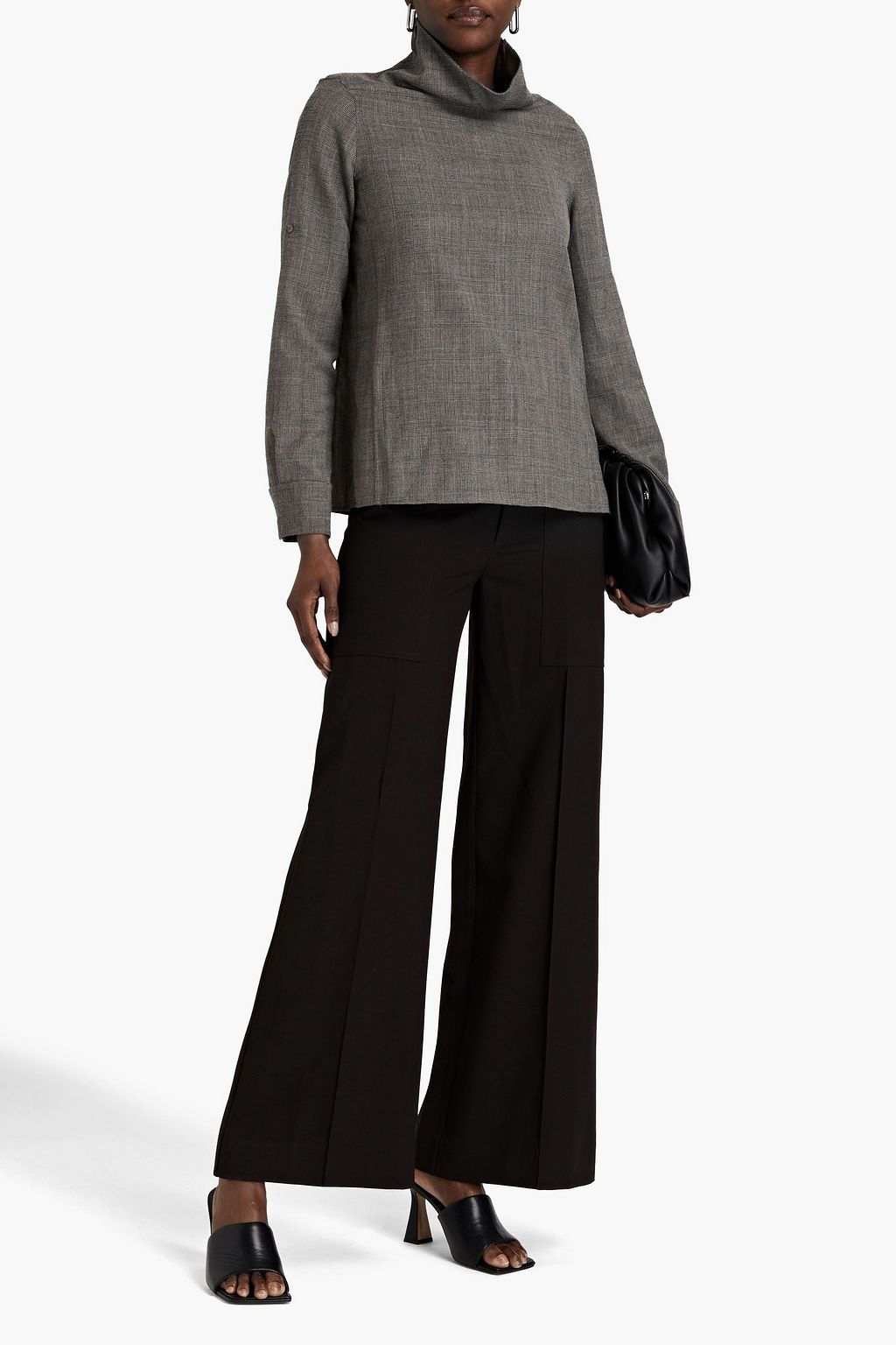 AKRIS Prince of Wales checked wool turtleneck top