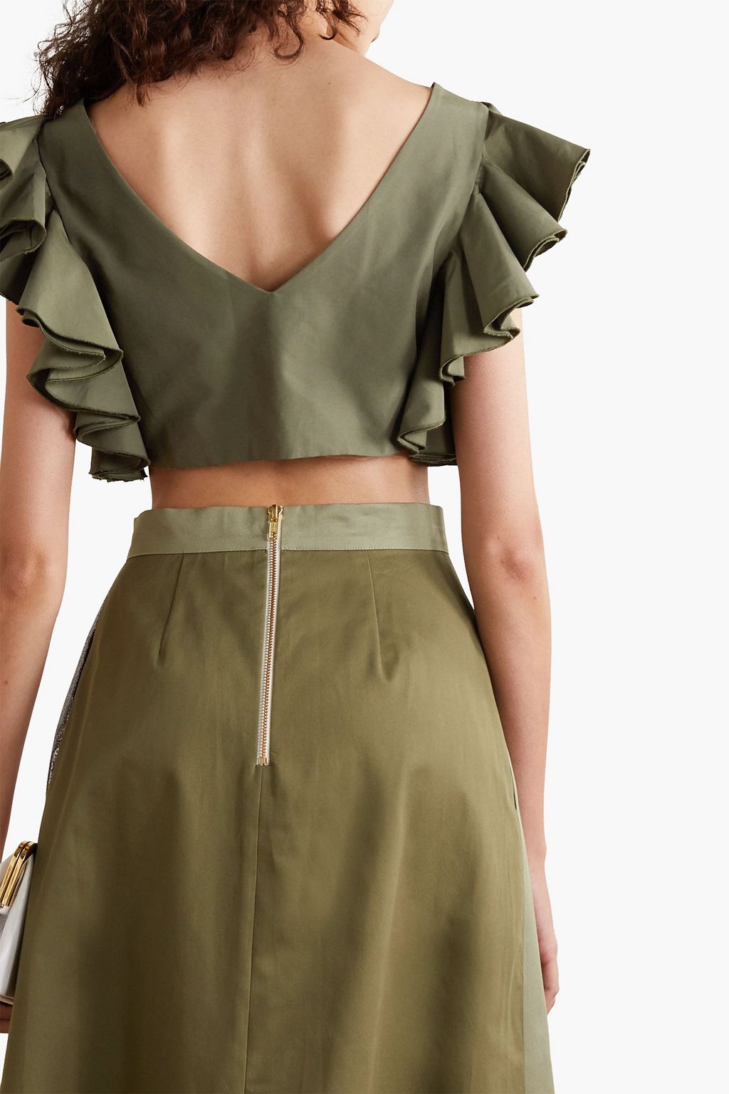 ARTCLUB Le Cercle cropped ruffled cotton-blend faille top