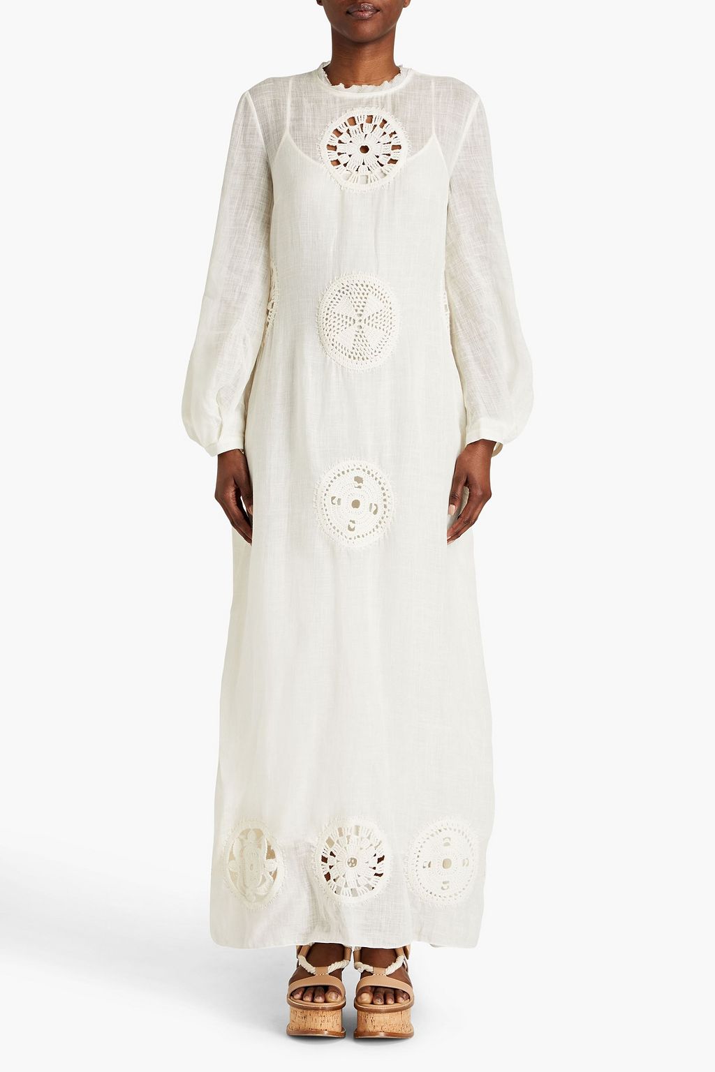 GABRIELA HEARST Alex crochet-trimmed linen and silk-blend gauze maxi dress