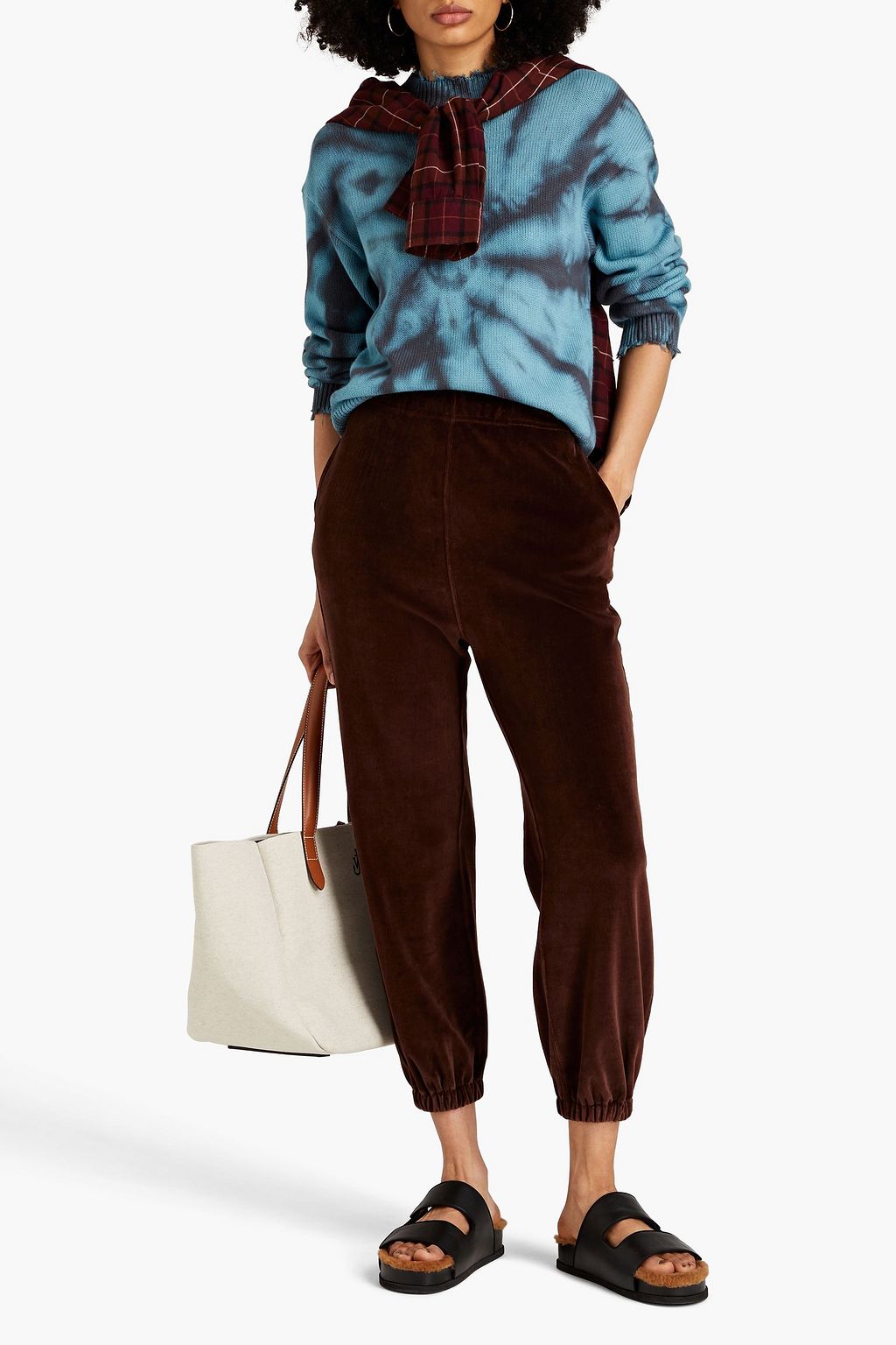 NILI LOTAN Lyvia cottonblend velour track pants THE