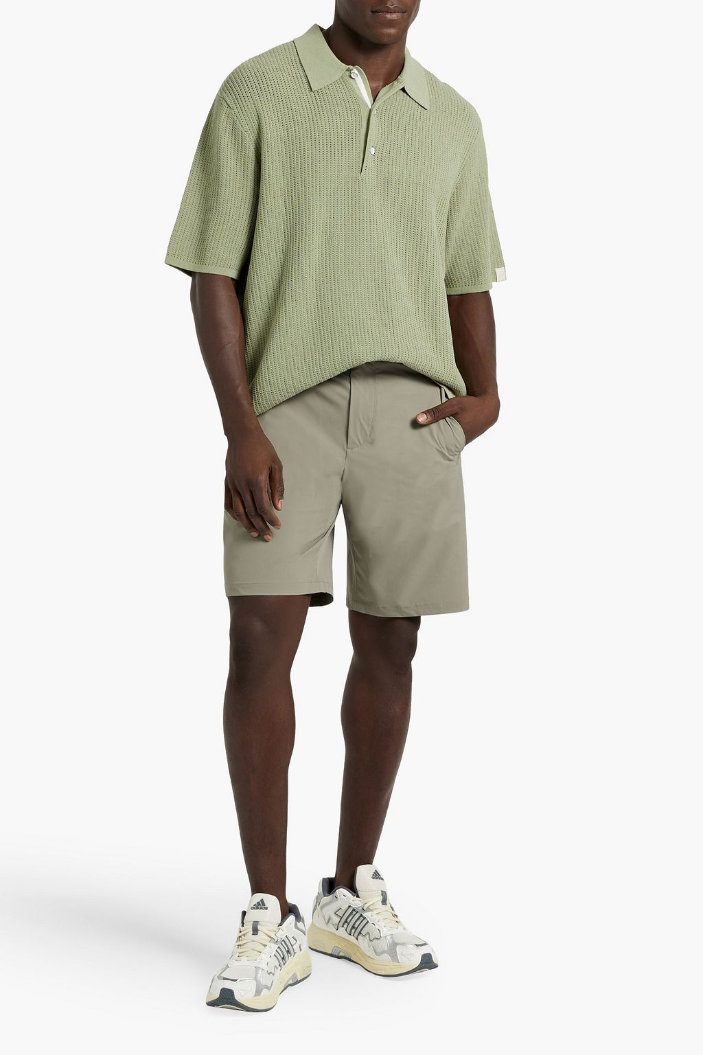 RAG & BONE Nolan pointelle-knit cotton-blend polo shirt