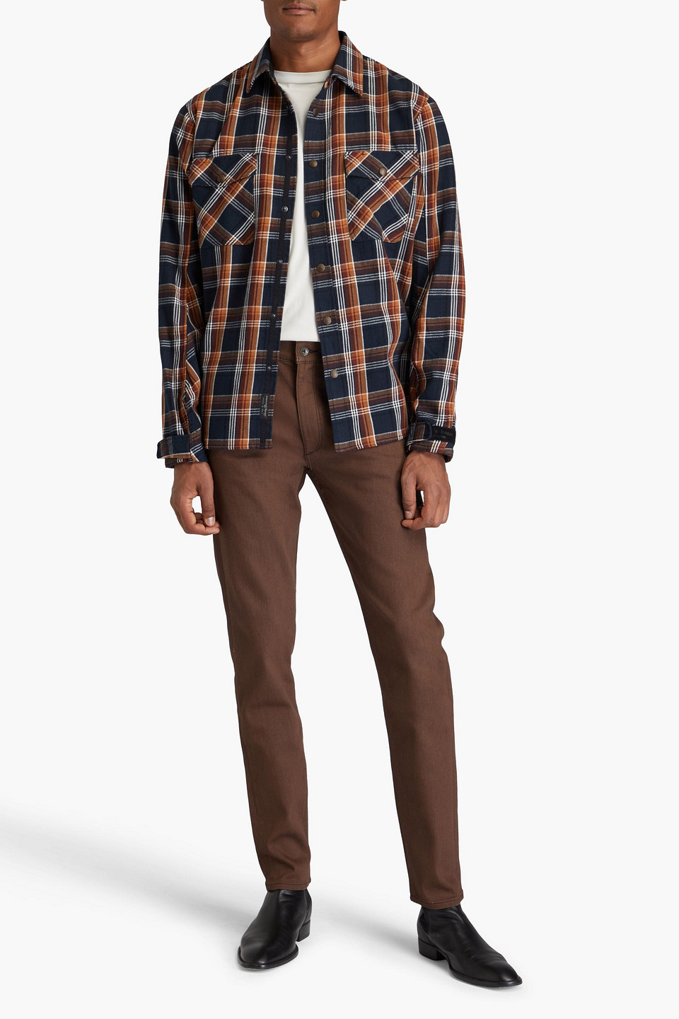 Rag & Bone Jack Checked Cotton Shirt In Midnight Blue