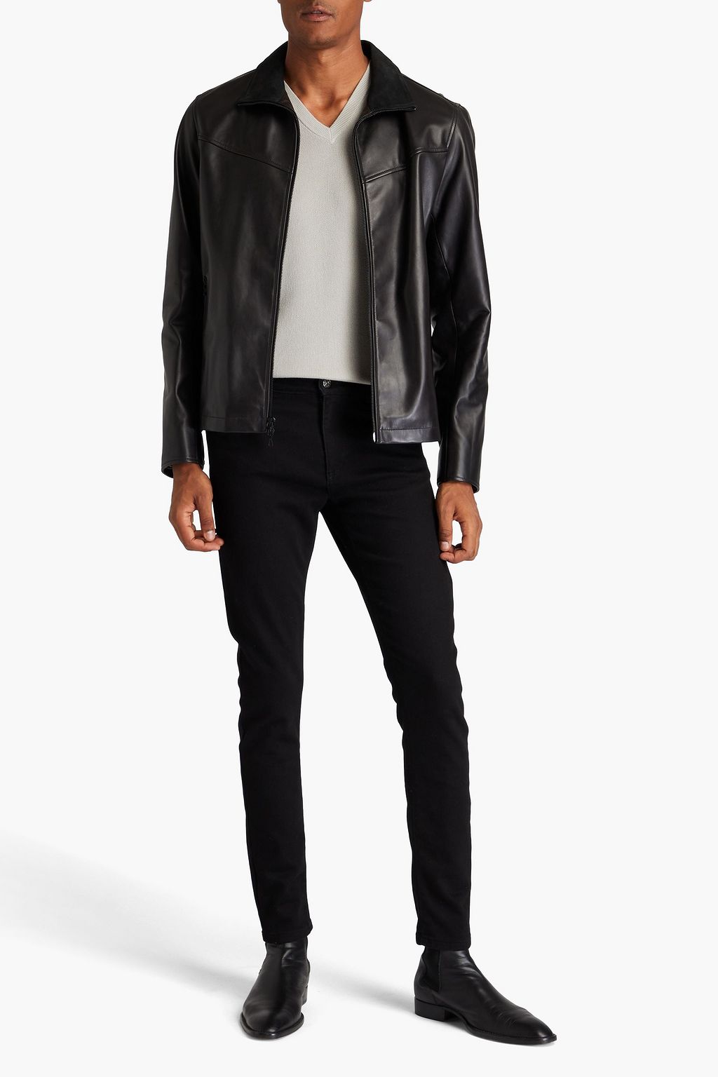RAG & BONE Grant suede-trimmed leather jacket