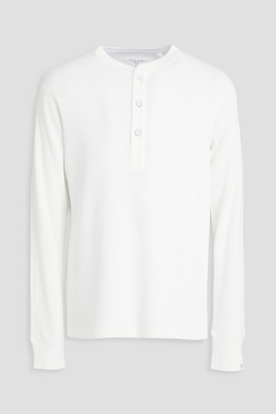rag & bone - waffle-knit cotton henley t-shirt - white - xl