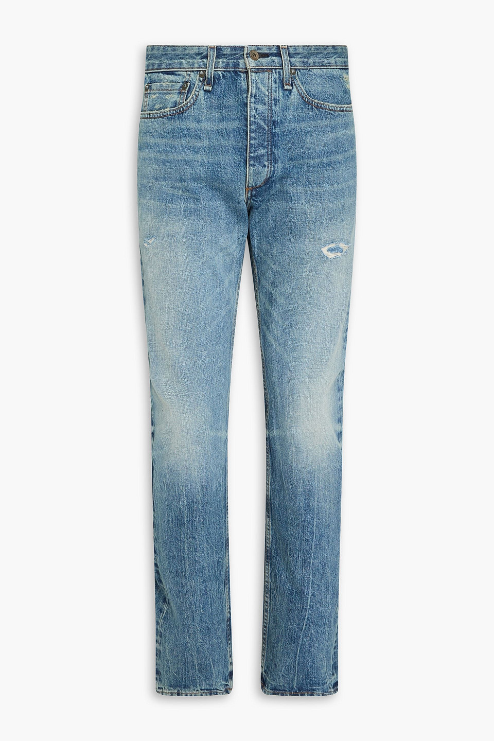 Rag & Bone Fit 4 Archive Selvedge Distressed Denim Jeans In Mid Denim